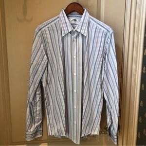 Hermes Classic Striped Shirt, Signature Cuffs, Size 16